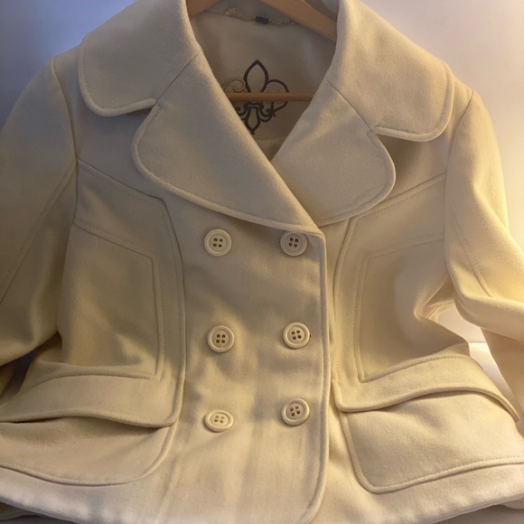 Guess Cream Double-Breasted Pea Coat - Picture 3 of 9
